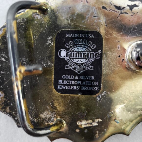 Vintage Crumrine Heavy Silver On Jewelers Bronze Reno Wild Horses Belt Buckle - Picture 6 of 6